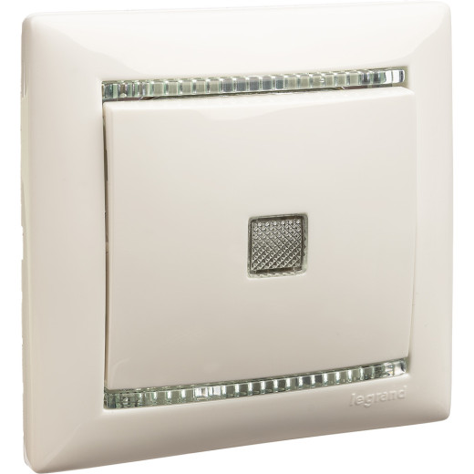 Выключатель одноклавишный с подсветкой - Legrand Valena - 10А 250В схема 1L безвинтовые зажимы - белый