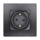 Розетка с заземлением с USB тип C - Legrand Etika - со шторками 16А 250В 1500мА 7,5Вт безвинтовые зажимы - антрацит