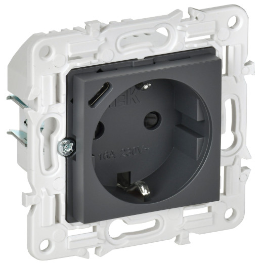 SKANDY Роз. с з/к/ш 16А с USB C 18Вт SK-R17T титан IEK