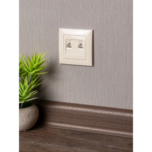 Валенсия розетка компьютерная RJ-45 2-местная кремовая EKF PROxima