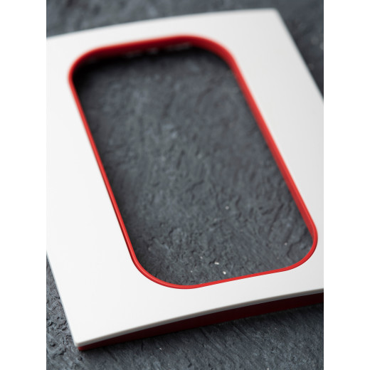 Стокгольм Рамка для розетки 2-местная белая с линией цвета красный EKF PROxima