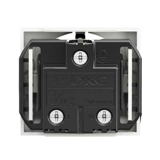 Розетка силовая 2Р+Е, со шторками, Viva, 2 мод., цвет белый