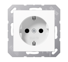 JUNG A 500 Белая Розетка с/з с защитными шторками безвинт. зажим