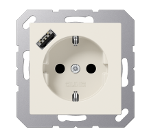 JUNG Розетка SCHUKO® с USB-зарядным устройством, тип А термопласт слоновая кость