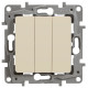 Выключатель трёхклавишный - Legrand Etika - 10А 250В винтовые зажимы - слоновая кость