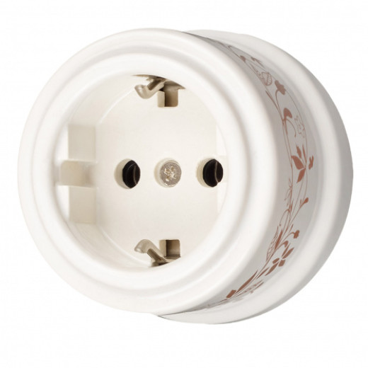 Бел Розетка с заземл. конт.,стандарт. Декор d6/2