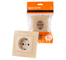 TDM Розетка 2П+З 16А 250В с защ. шт. сосна 