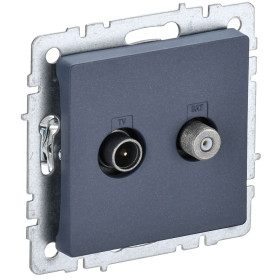 IEK BRITE BASE Маренго Розетка двойная TV+SAT РТВ/РСп12-БрМ