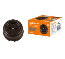 TDM Розетка фарфоровая 2П 10А 250В коричневая «Болонь»