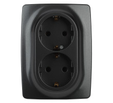 ЭРА Розетка Серия 12 12-2106-05 двойная с заземлением 2X2P+E Schuko 16A-250В IP20 антрацит