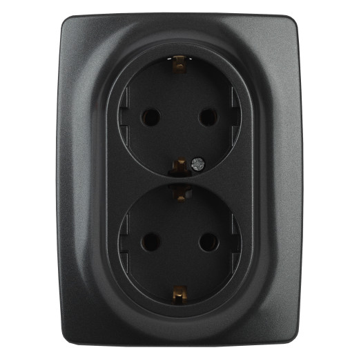 Розетка ЭРА Серия 12 12-2106-05 двойная с заземлением 2X2P+E Schuko 16A-250В IP20 антрацит
