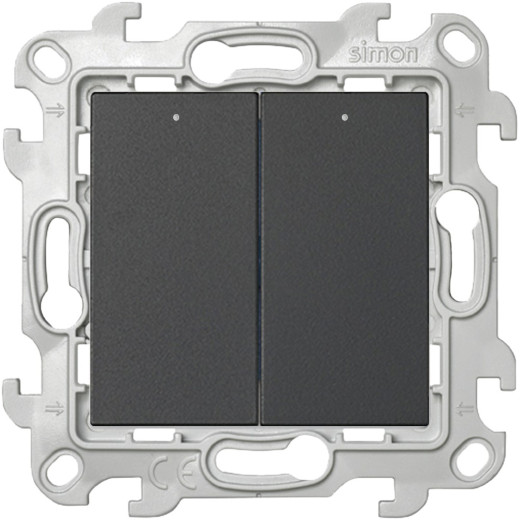 Двухклавишный выключатель с подсветкой, графит