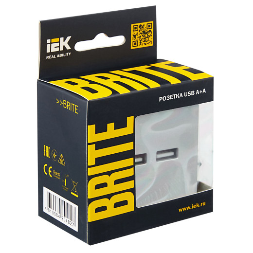 BRITE Роз. USB A+A 3,1А РЮ10-1-БрА алюм. IEK