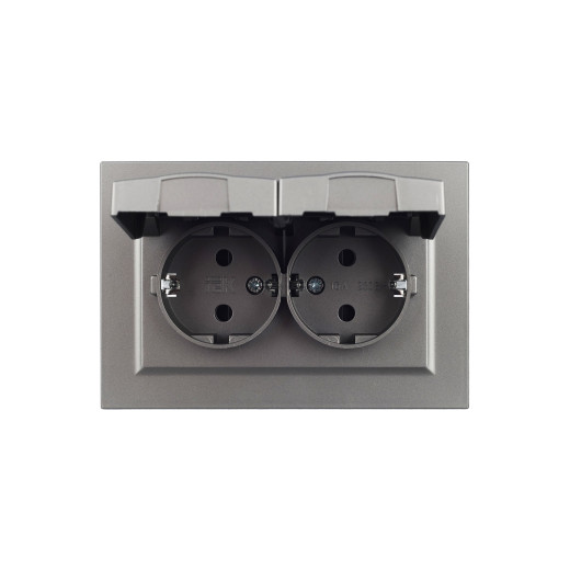 BRITE Роз. 2-я с кр. 16А в сб IP44 РСбш12-3-44-БрС сталь IEK