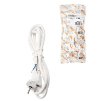 TDM Шнур сетевой с вилкой ПВС 2x0,75мм2 3м б/з белый