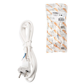 TDM Шнур сетевой с вилкой ПВС 2x0,75мм2 3м б/з белый