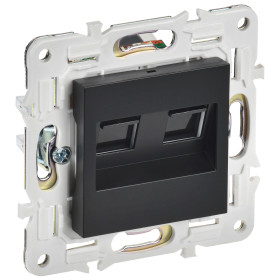 IEK SKANDY Черный Розетка компьютерная двойная RJ45 кат.5E SK-K03Bl