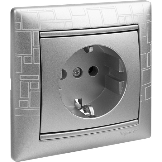 Розетка с заземлением - Legrand Valena - без шторок 16А 250В винтовые зажимы - алюминий