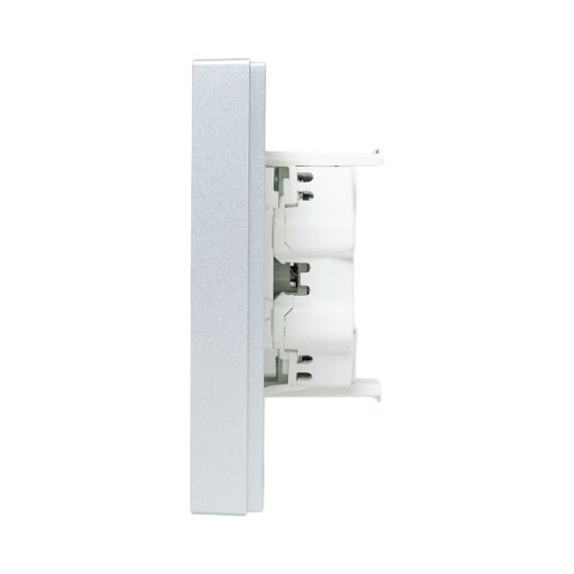 Механизм розетки двойной, 16А, без заземления, со шторками, с рамкой, алюминий Эпика EKF