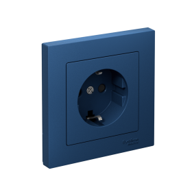 Systeme Electric AtlasDesign Аквамарин Розетка с заземлением со шторками, 16А, в сборе, быстрозажим. клем.
