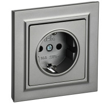 IEK BRITE Сталь Розетка с з/к/ш 16А в сборе РСР14-1-0-БрС