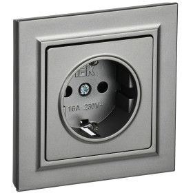 IEK BRITE Сталь Розетка с з/к/ш 16А в сборе РСР14-1-0-БрС
