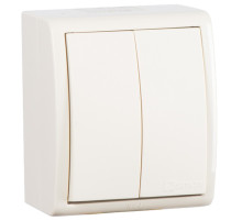 Simon 15 Aqua Бежевый Выключатель 2-клавишный наружный, IP54