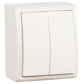 Simon 15 Aqua Бежевый Выключатель 2-клавишный наружный, IP54