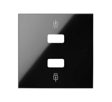 Simon 100 Черный глянец Накладка для зарядного устройства 2хUSB