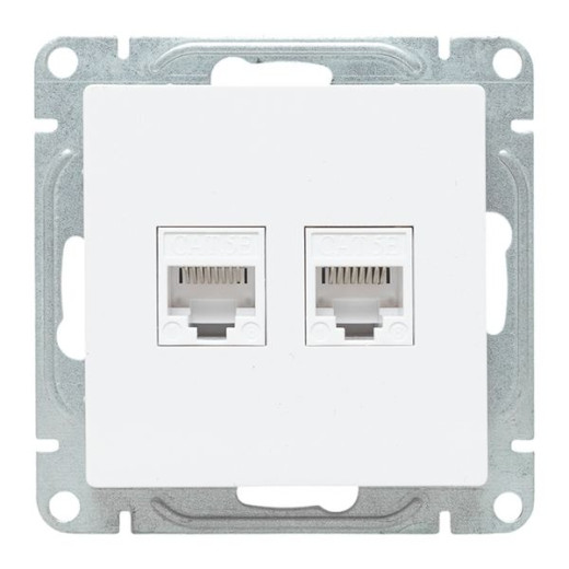 Механизм розетки RJ45 - 2шт, (cat5), белый Эпика EKF