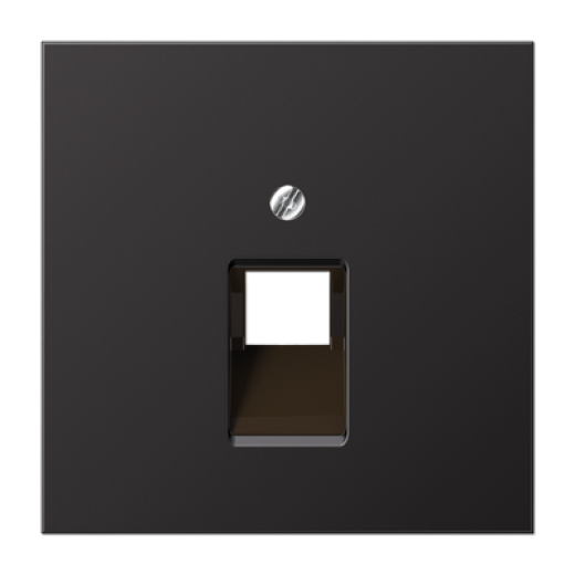 Крышка для одинарных телефонных и компьютерных розеток (UAE), фиксация винтом, металл, dark, Aluminium