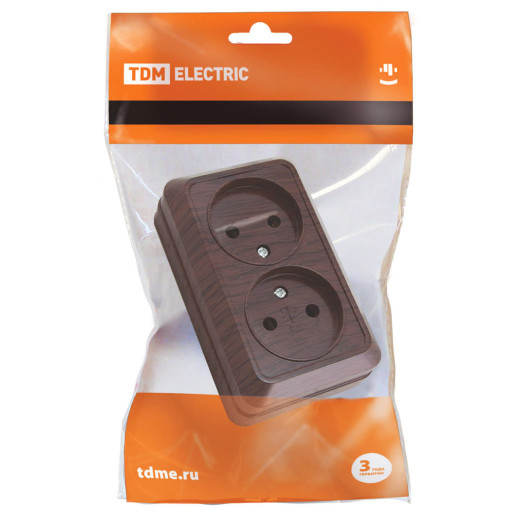 Розетка двойная 2П открытой установки IP20 10А, бук 