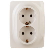 ЭРА Розетка Серия 12 12-2116-02 2X2P+E Schuko 16A-250В IP20 винт слоновая кость