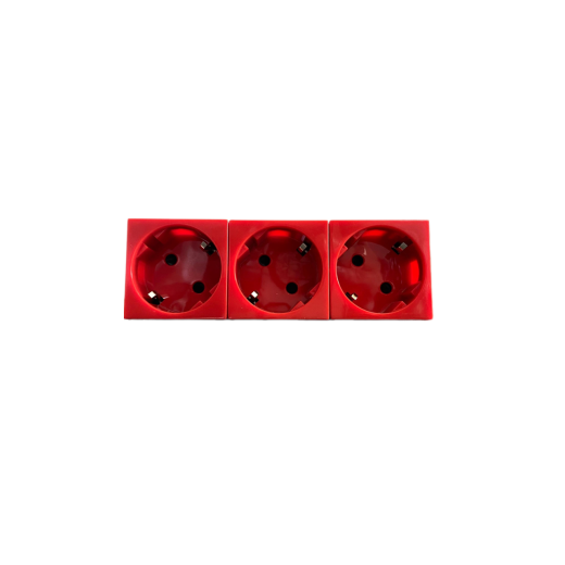 Розетка электрическая 3х2К+З со шторками, 
с безвинтовым зажимом, 
под углом 45гр (красный)