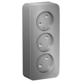 Systeme Electric Blanca наруж Алюминий Розетка 3-ая б/з со шторками 16А, 250В, изолир. пластина