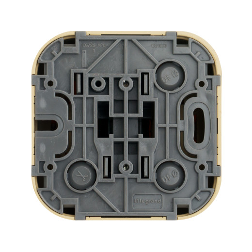 Выключатель одноклавишный - Legrand Quteo - IP20 10А 250В винтовые зажимы накладной монтаж - дерево