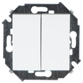 Simon 15 Белый Переключатель 2-клавишный, 16А, 250В, винт.зажим