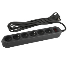 ЭРА Сетевой фильтр  USF-6es-3m-B с базовой защитой с заземлением с выключателем 6 розеток 3м 10А черный