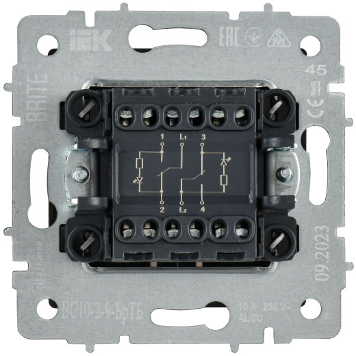 BRITE Выключ. 2-кл. с инд. отел. 10А ВС10-2-9-БрТБ бр. IEK