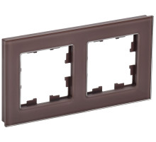 IEK BRITE DECOR Темн.бронза глянц стекло Рамка 2-м РУ-2-2-БрТБ