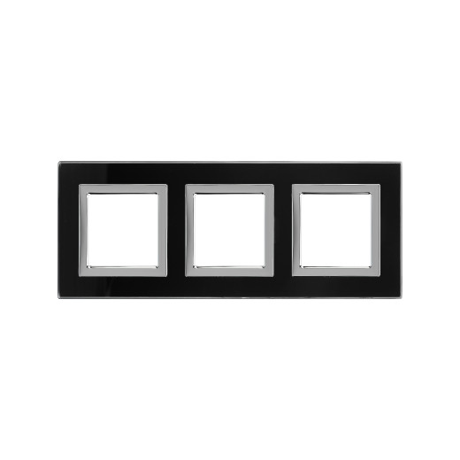 Рамка из натурального стекла 3 поста (6 мод.),  Avanti, черная