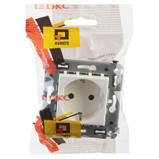 Розетка в стену, 2P+E, с з/ш, Avanti, белое облако