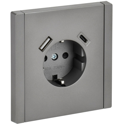 FORTE&PIANO Роз. з/к/ш в/к 16А USB A+C 18Вт FP547 ст. IEK