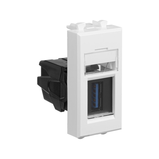 USB 3.0 розетка модульная, тип А-А, Avanti, белое облако, 1 модуль