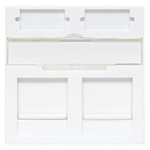 Вставка розеточная TERACOM PRO 45x45мм формат Mosaic на 2 модуля Keystone со шторками и маркерами белая