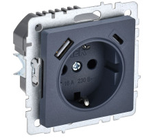 IEK BRITE BASE Маренго Розетка с з/к/ш 16А с USB A+C 18Вт РЮш11-1-БрМ