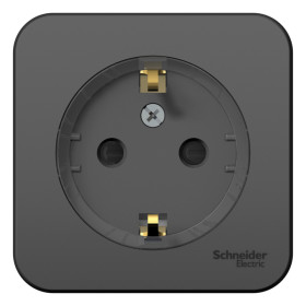 Systeme Electric Blanca наруж Антрацит Розетка с/з со шторками, (тонкая) 16А, 250В, изолир. пластина