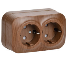 IEK GLORY РСш22-3-ХД Розет. 2-ая с з/к и з/ш о/у 16А GLORY дуб