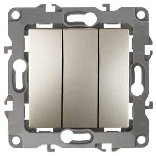 12-1107-04 ЭРА Выключатель тройной, 10АХ-250В, IP20, Эра12, шампань (10/100/3200)