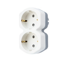 REXANT Двойник электрический 16 А с заземлением и защитными шторками, белый.